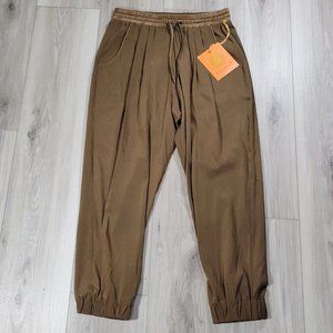 Ramy Brook Crop Jogger Pants Women's Small Brown BN 142 Drawstring New